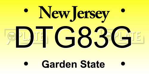 DTG83G New Jersey License Plate