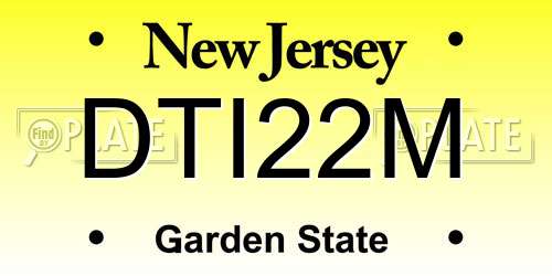 DTI22M New Jersey License Plate