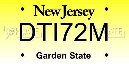DTI72M New Jersey License Plate