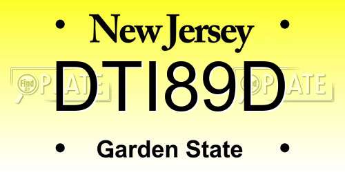 DTI89D New Jersey License Plate
