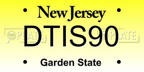 DTIS90 New Jersey License Plate