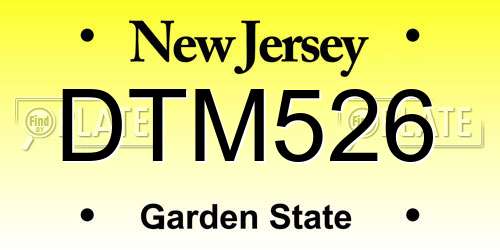 DTM526 New Jersey License Plate
