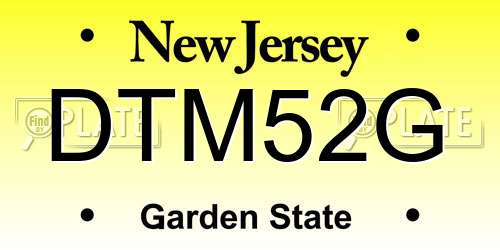 DTM52G New Jersey License Plate