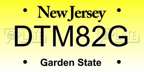 DTM82G New Jersey License Plate