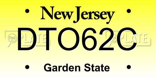 DTO62C New Jersey License Plate