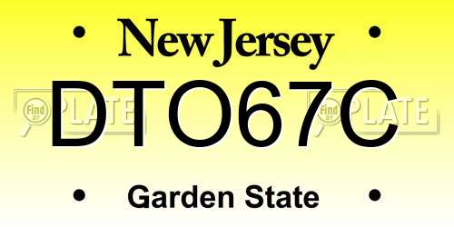 DTO67C New Jersey License Plate