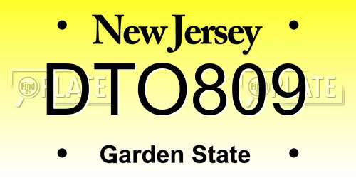 DTO809 New Jersey License Plate
