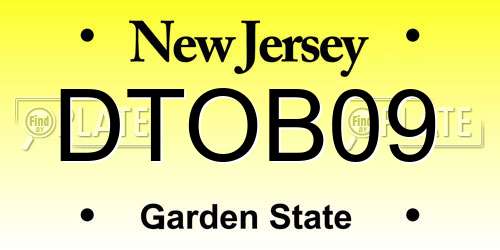 DTOB09 New Jersey License Plate