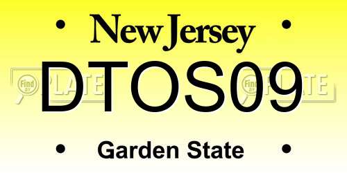 DTOS09 New Jersey License Plate