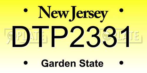 DTP2331 New Jersey License Plate
