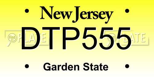 DTP555 New Jersey License Plate