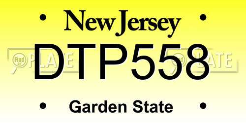 DTP558 New Jersey License Plate