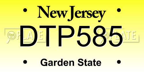DTP585 New Jersey License Plate