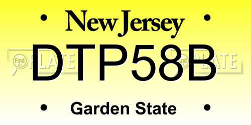 DTP58B New Jersey License Plate