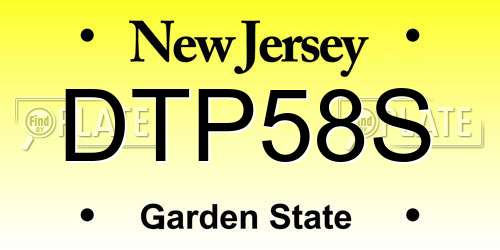 DTP58S New Jersey License Plate