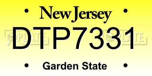 DTP7331 New Jersey License Plate