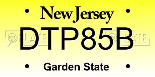 DTP85B New Jersey License Plate