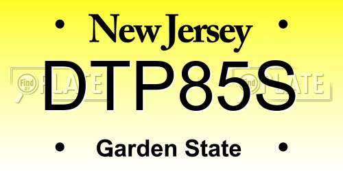 DTP85S New Jersey License Plate