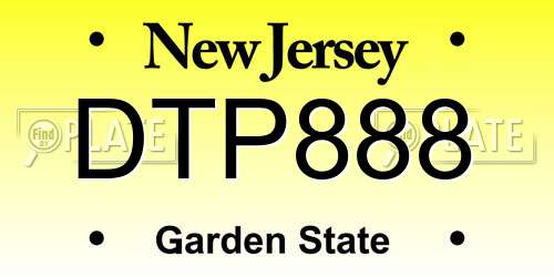 DTP888 New Jersey License Plate