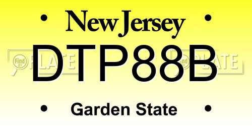 DTP88B New Jersey License Plate