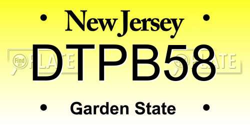 DTPB58 New Jersey License Plate