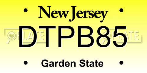 DTPB85 New Jersey License Plate