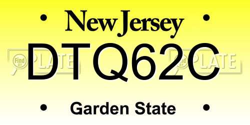 DTQ62C New Jersey License Plate