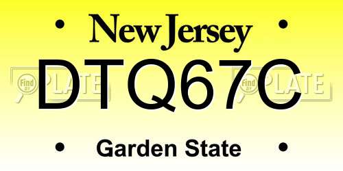 DTQ67C New Jersey License Plate