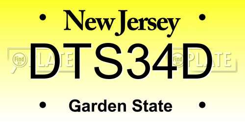 DTS34D New Jersey License Plate