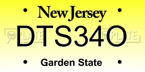 DTS34O New Jersey License Plate