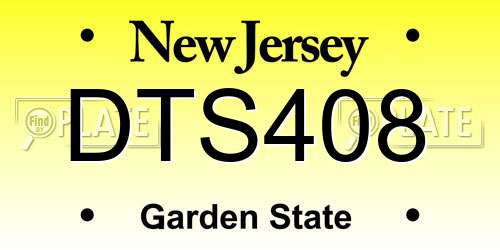 DTS408 New Jersey License Plate