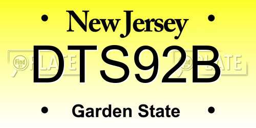 DTS92B New Jersey License Plate
