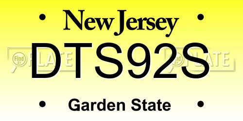 DTS92S New Jersey License Plate