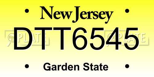 DTT6545 New Jersey License Plate