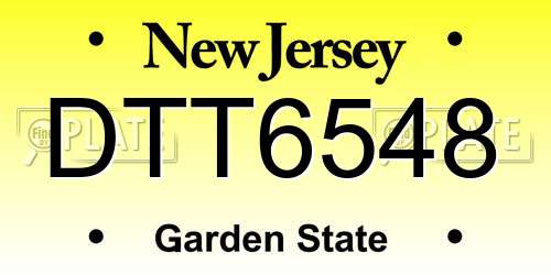 DTT6548 New Jersey License Plate