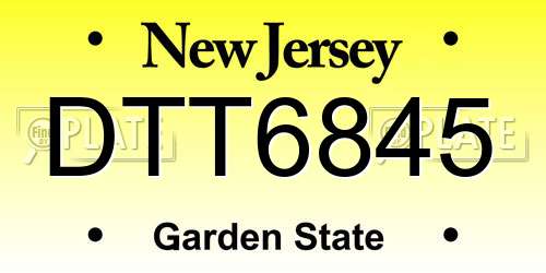 DTT6845 New Jersey License Plate