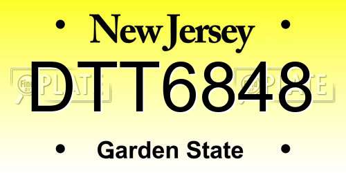 DTT6848 New Jersey License Plate