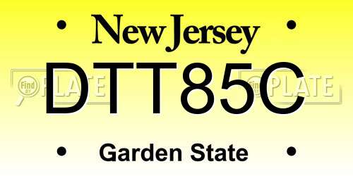 DTT85C New Jersey License Plate