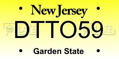 DTTO59 New Jersey License Plate