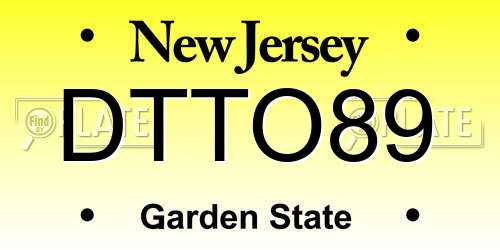 DTTO89 New Jersey License Plate