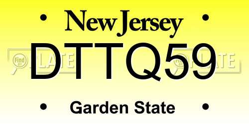 DTTQ59 New Jersey License Plate
