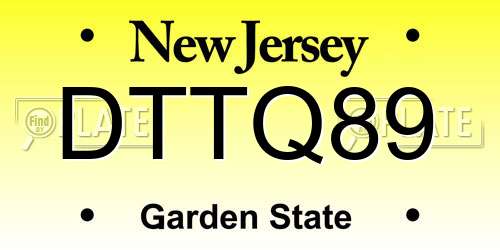 DTTQ89 New Jersey License Plate