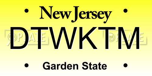 DTWKTM New Jersey License Plate