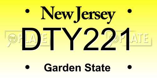 DTY221 New Jersey License Plate