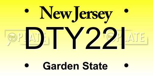 DTY22I New Jersey License Plate