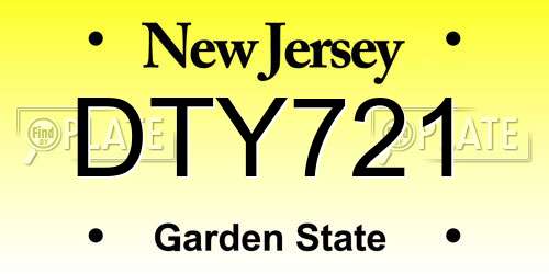 DTY721 New Jersey License Plate