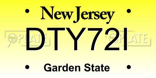 DTY72I New Jersey License Plate