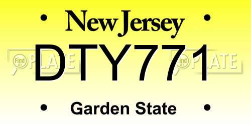 DTY771 New Jersey License Plate