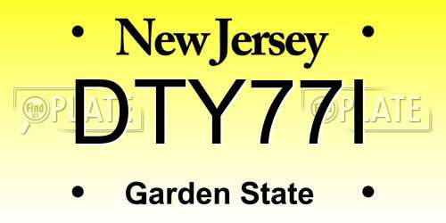 DTY77I New Jersey License Plate