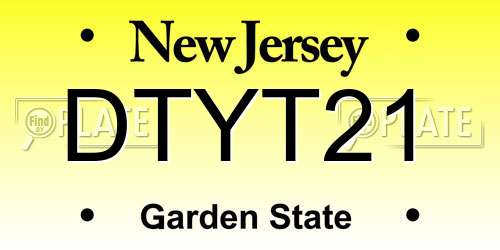DTYT21 New Jersey License Plate